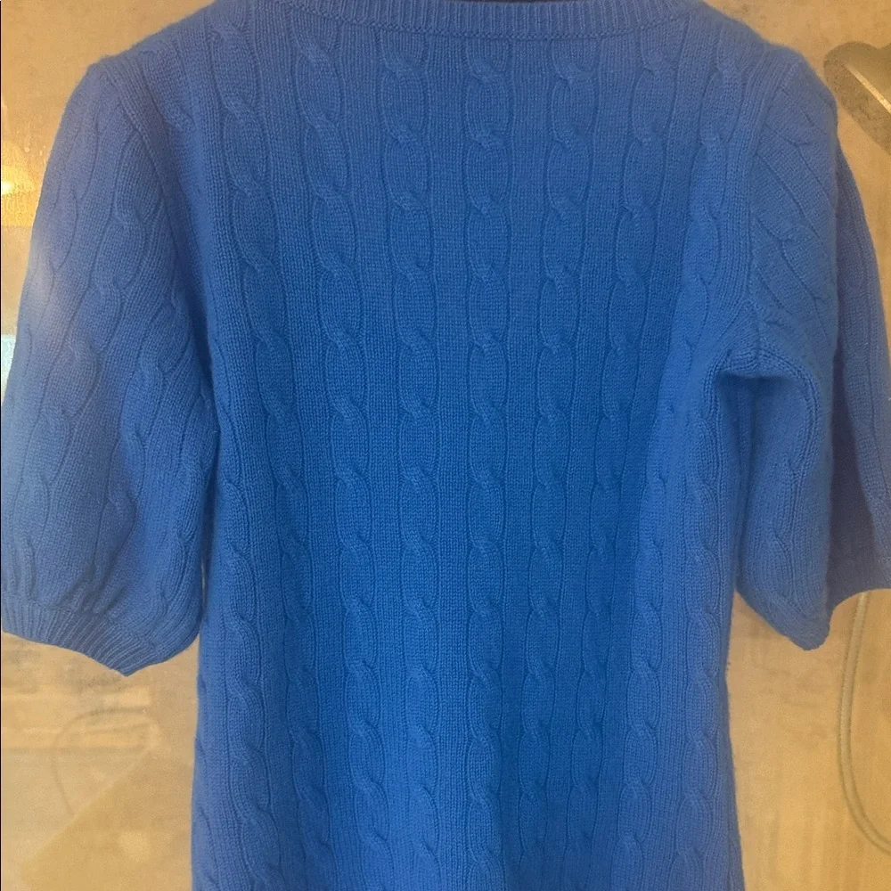 Ralph Lauren Cobalt Blue V-Neck Sweater cashmere cable sweater - Picture 6 of 7